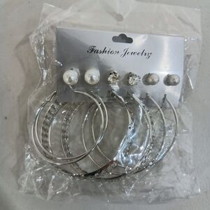 Silver Hoop and Stud Earring Set